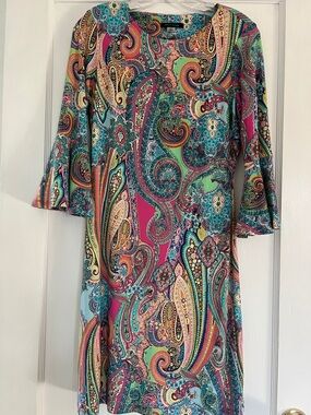 Tommy Hilfiger Multicolor Paisley Shift Dress - Teal, Pink, Yellow